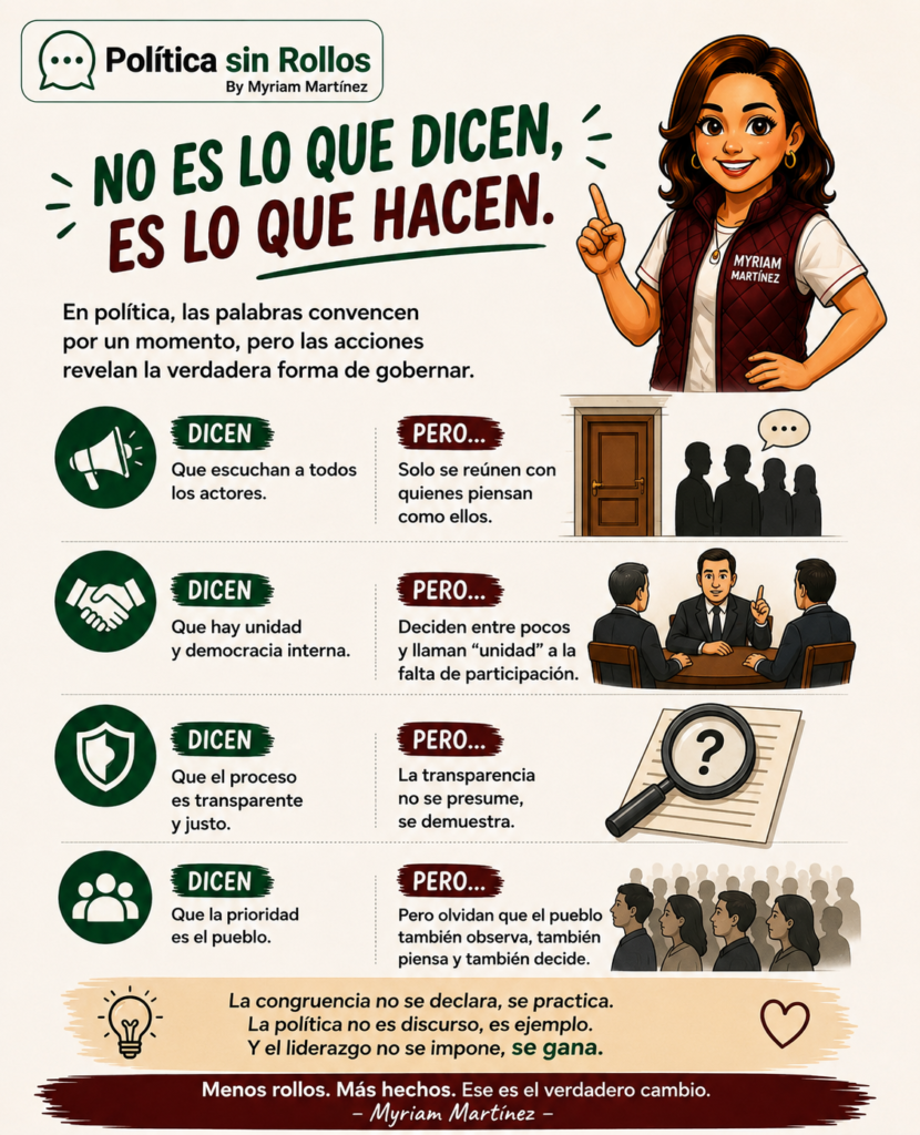En política las palabras convencen por un momento, pero las acciones revelan la verdadera forma de gobernar.